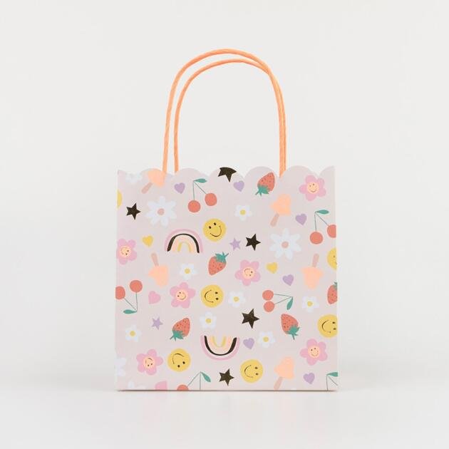 Sacs cadeaux fleurs groovy x8