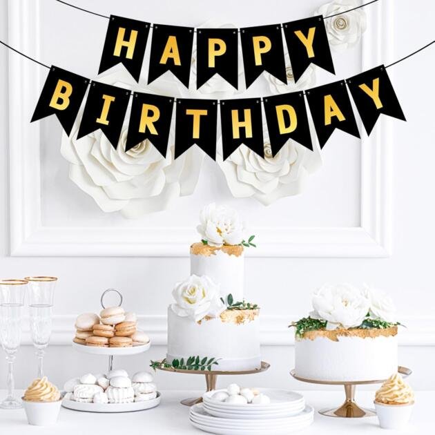 Bannière Happy Birthday noire