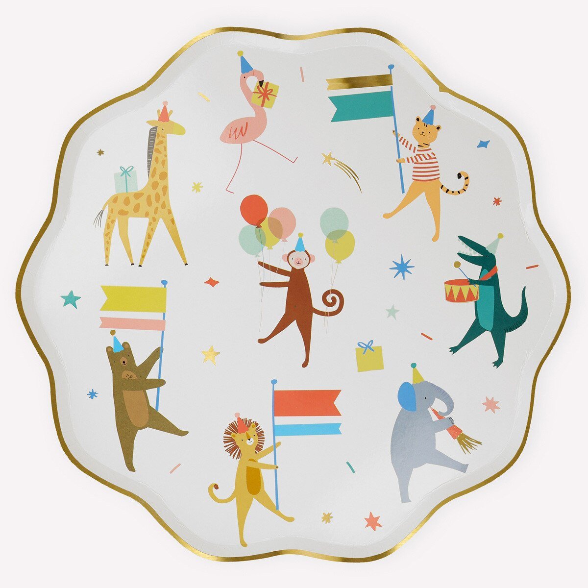 Grandes assiettes animaux en parade x8