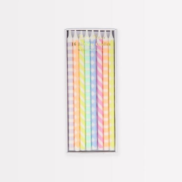 Bougies à motifs pastels x16