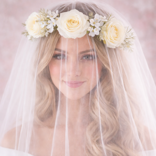 Voile avec couronne de fleurs