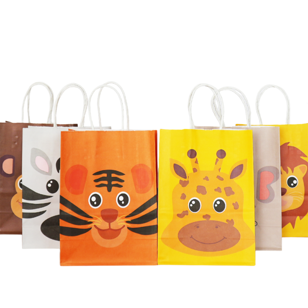 Sacs cadeaux animaux de la jungle x12