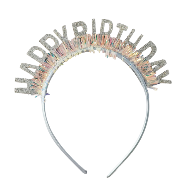 Serre-tête Happy birthday argenté