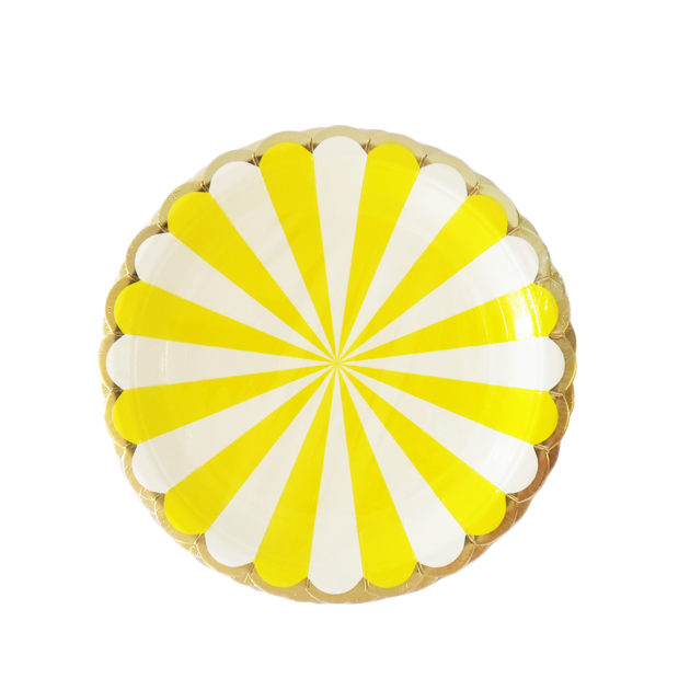Assiettes à dessert à rayures jaunes x8