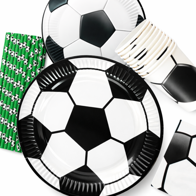 Kit vaisselle football noir et blanc