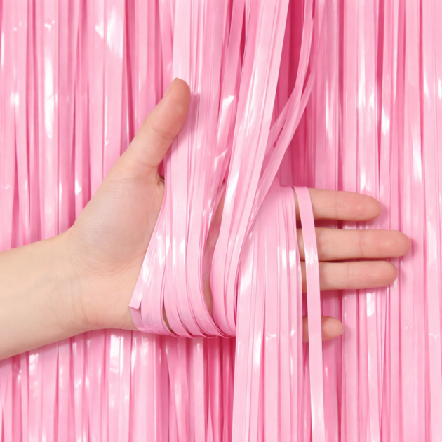 Rideau à franges rose macaron