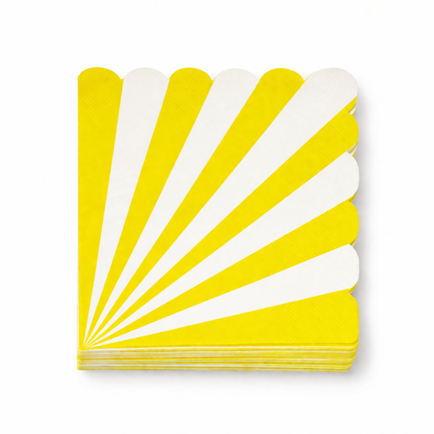 Serviettes à rayures jaunes x16