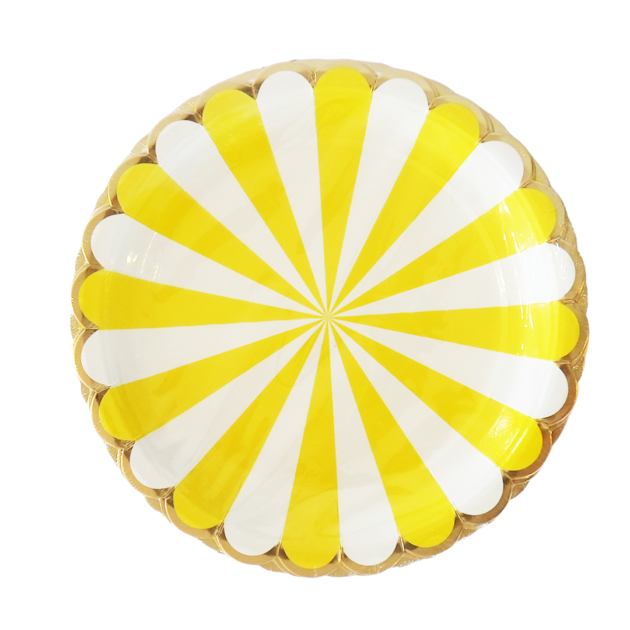 Grandes assiettes rayures jaunes x8