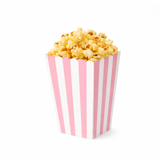 Boites à pop-corn à rayures roses x12